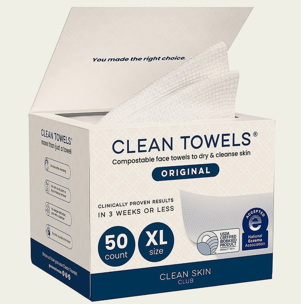 Clean Skin Club Clean Towels XL, 50 Count Disposable Face Wipes