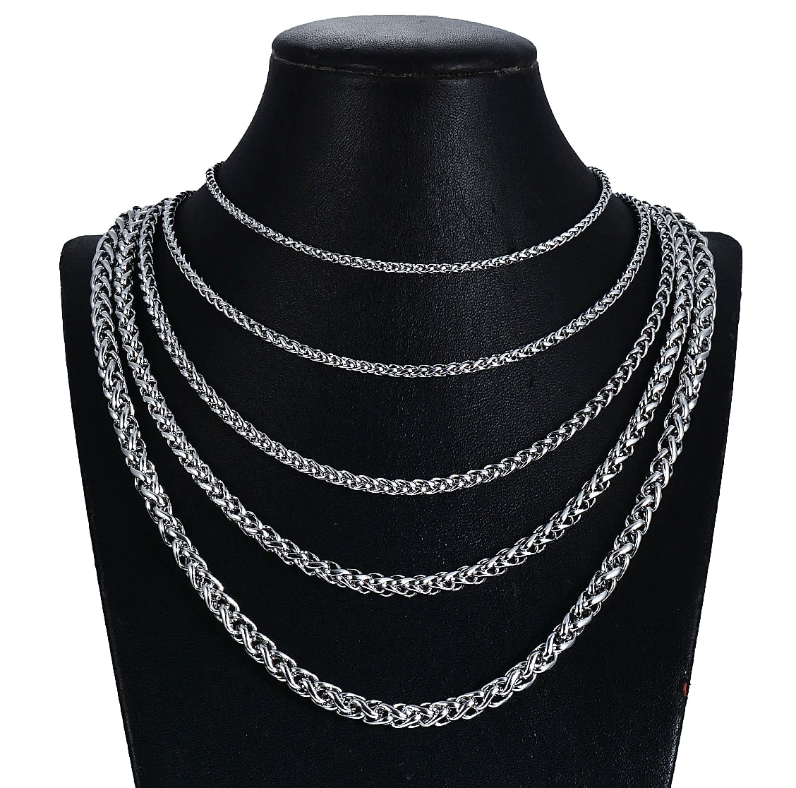 SalaWendy Braided Wheat Chain Necklace Stainless Steel