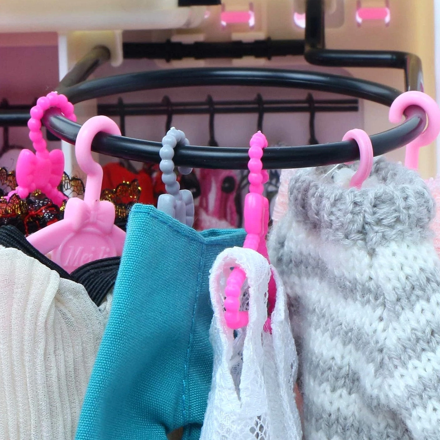 80 Pcs Plastic Hangers Accessories for 11.5 inch Doll Clothes Gown Dress Outfit