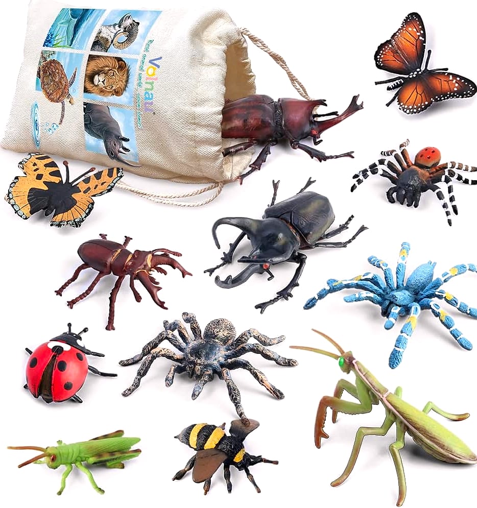 Volnau 12-Piece Insect Figure Set for Kids Educational Toys