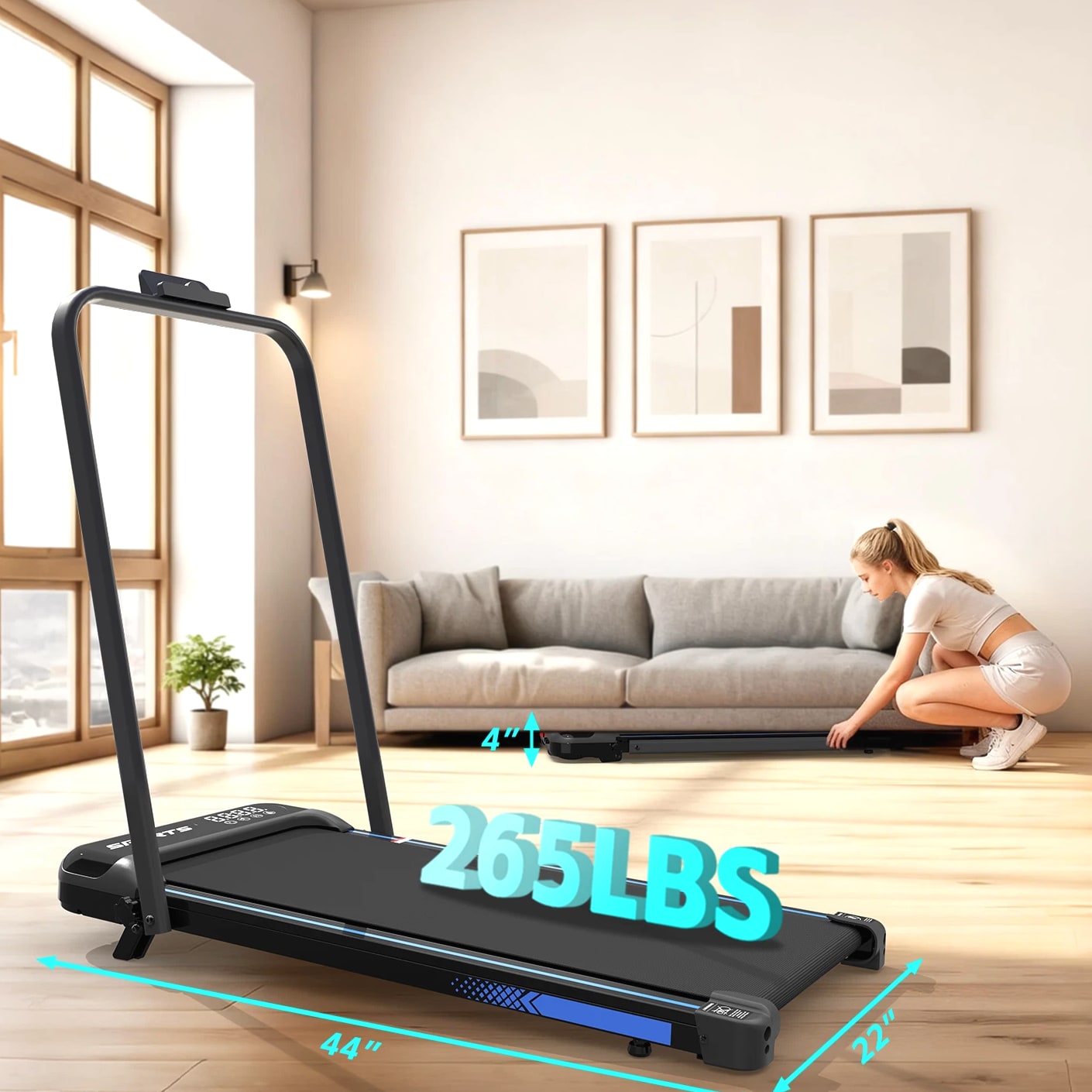 3-in-1 Under Desk Treadmill with Incline Walking and Jogging Machine for Home Office