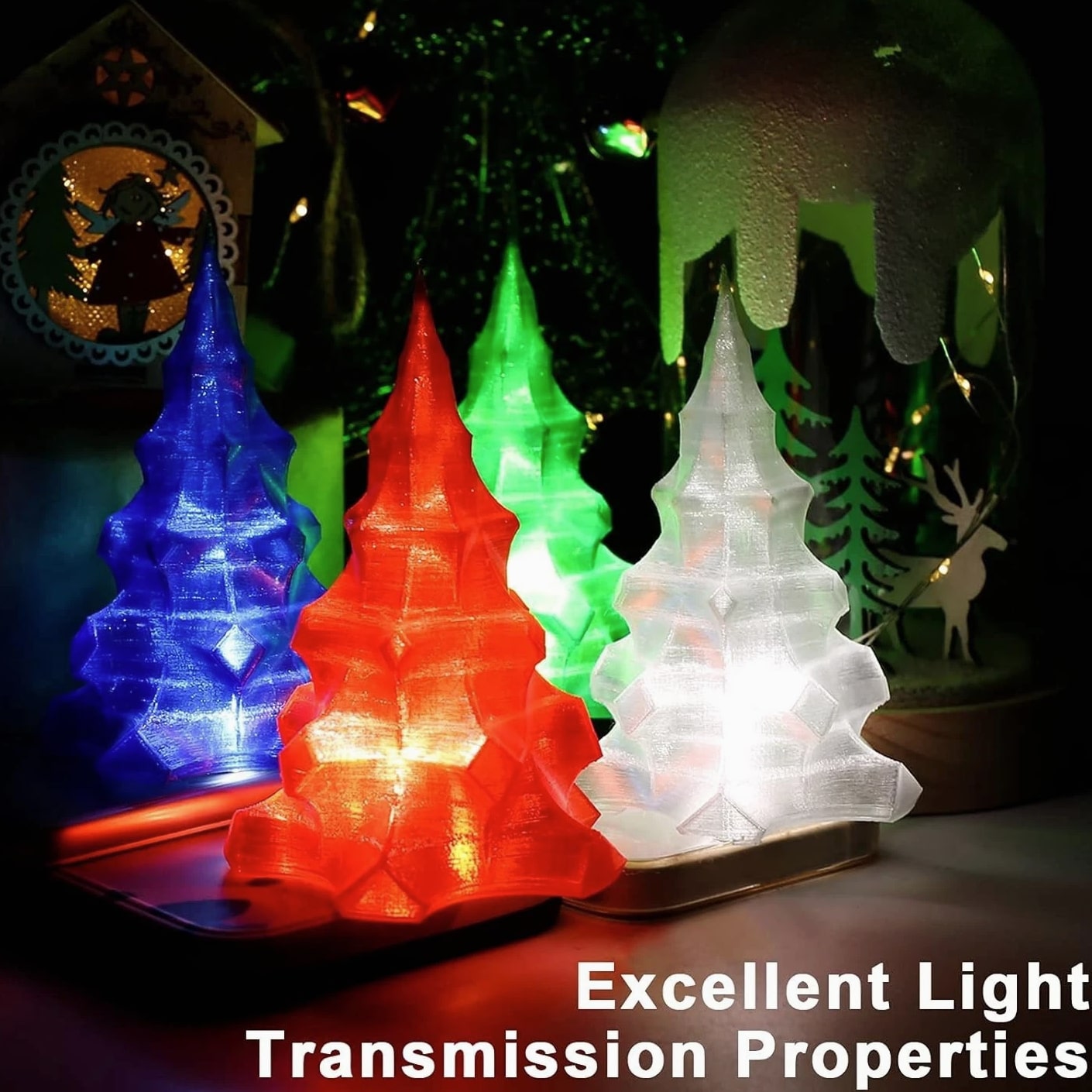 250g Each, 4 Colors PETG Filament for 3D Printing - Clear, Red, Green, Blue