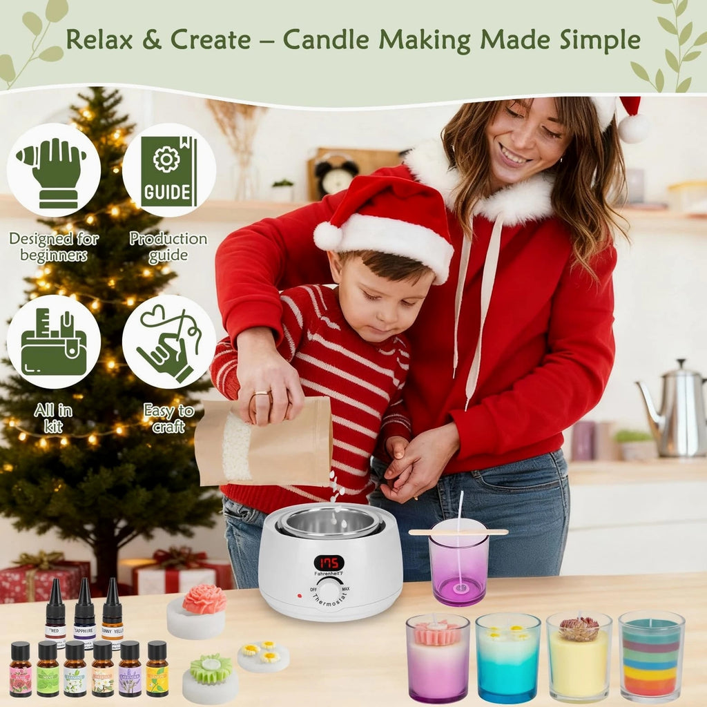 Candle Making Kit for Adults Beginners – 1200g Soy Wax, Digital Wax Melting Pot...