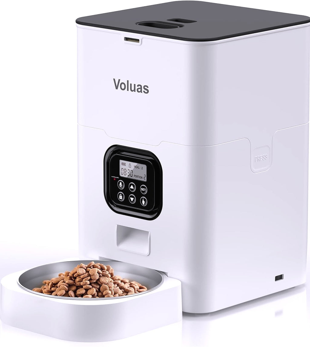 Voluas Automatic Cat Feeder with Voice Recorder and Portion Control