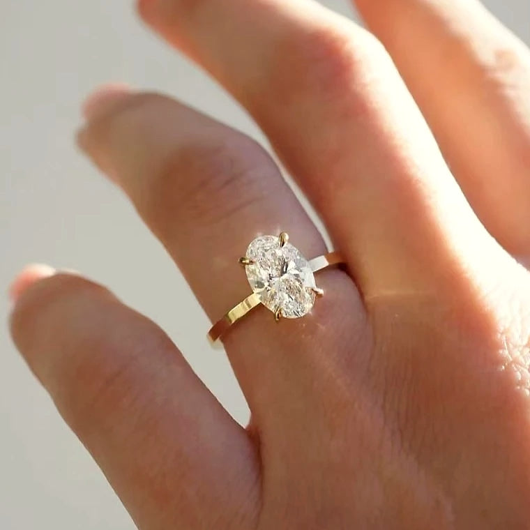 S925 Sterling Silver 2.5CT Oval Moissanite Ring 18k Gold