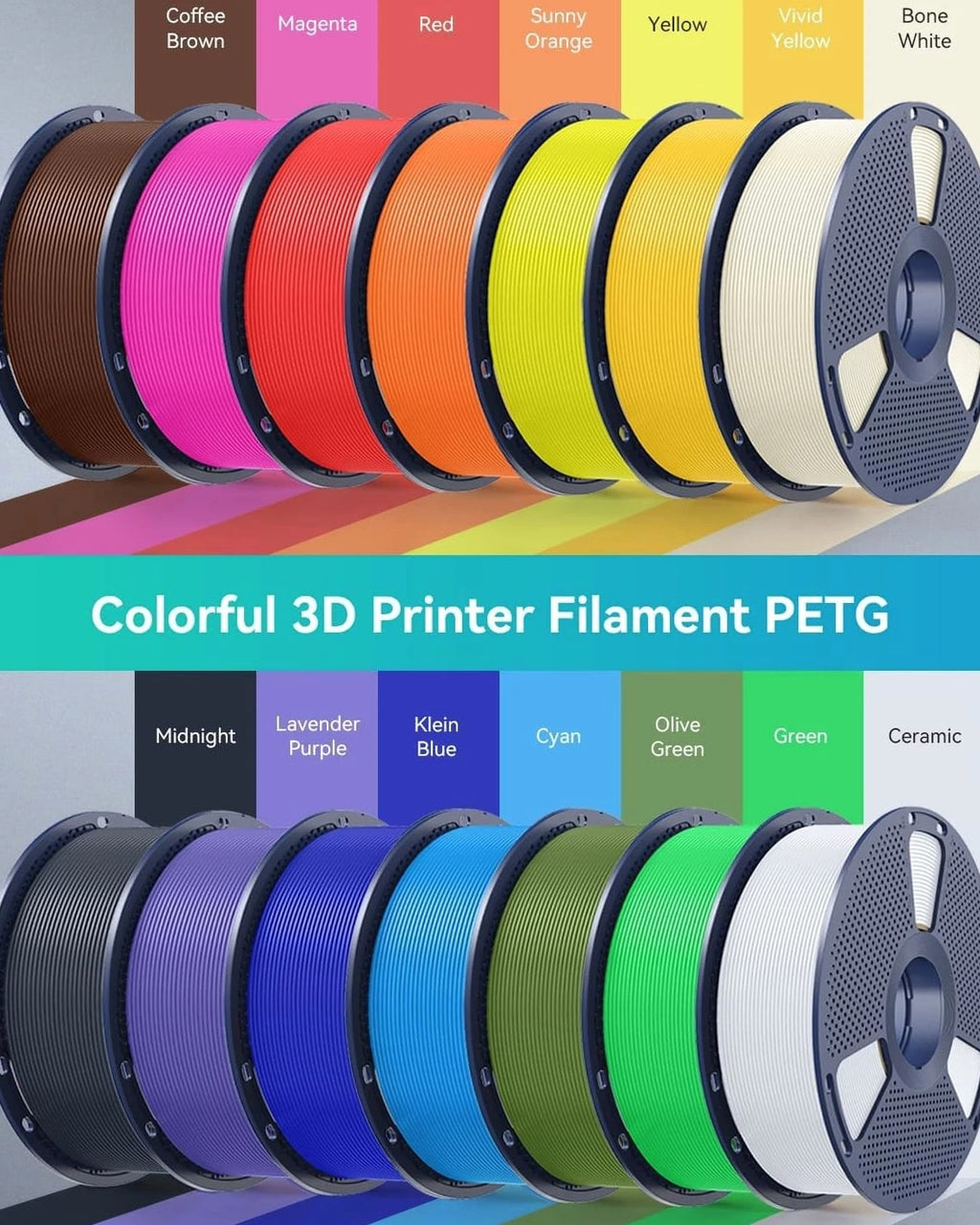 SUNLU 10KG PETG 3D Printer Filament 1.75mm PETG 1KG/ROLL +/-0.02mm Multicolor