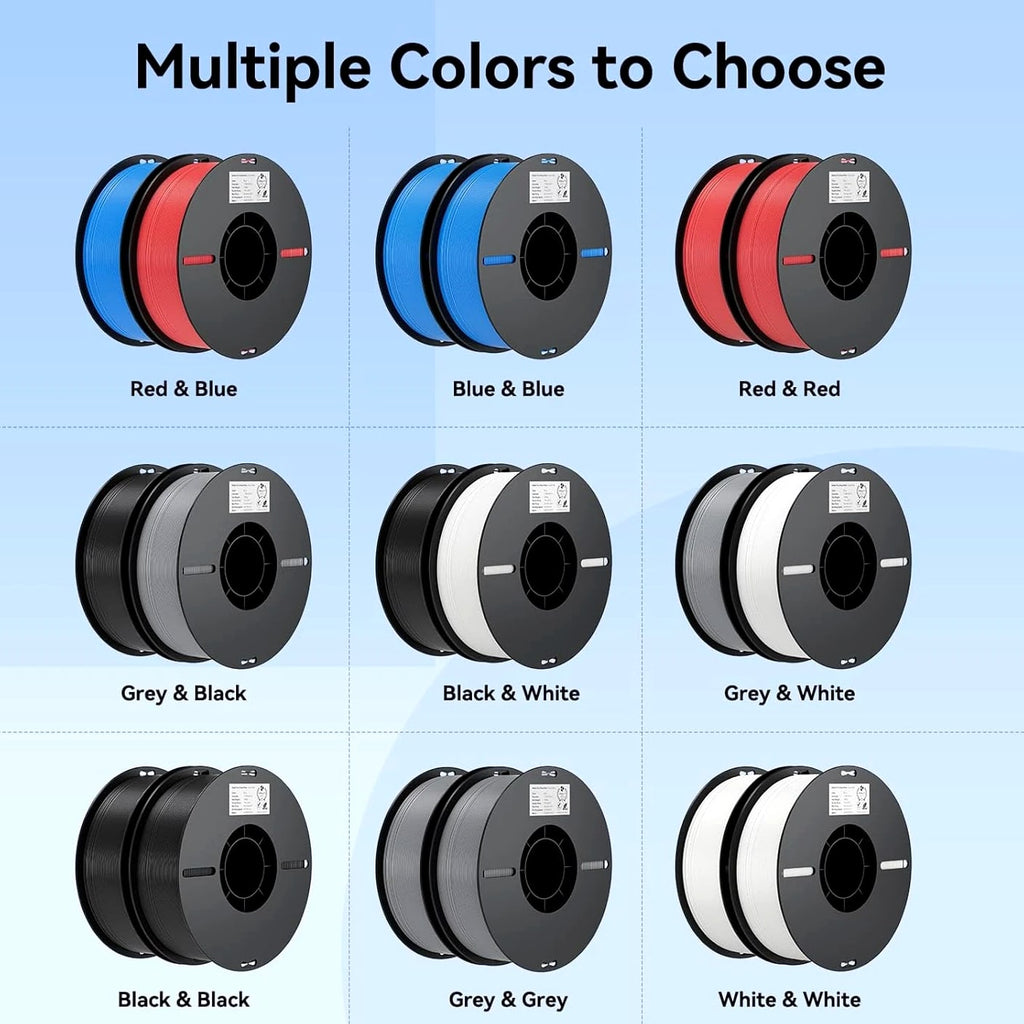 2Kg Black & White PLA 1.75Mm Filament Bundle for 3D Printing with No-Tangle Sp