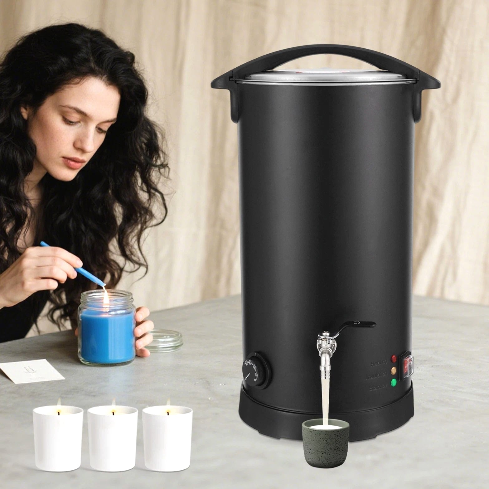 Wax Melter Kits 15L Melting Pot Machine Sets for Candle Making/Home DIY/Beauty