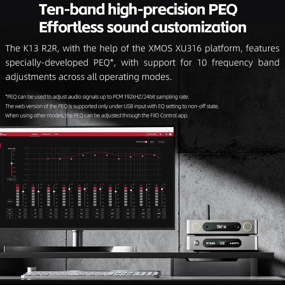 FiiO K13 R2R Desktop DAC & Headphone Amp, 24Bit DAC, Bluetooth Streaming (Black)