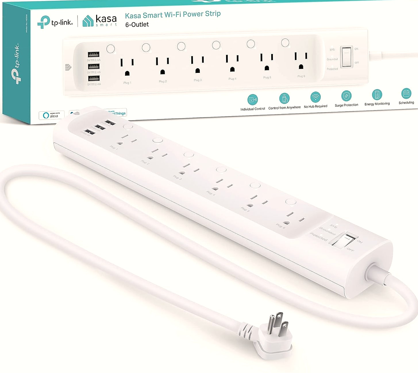 Kasa Smart HS300 Power Strip with 6 Smart Outlets and USB Ports