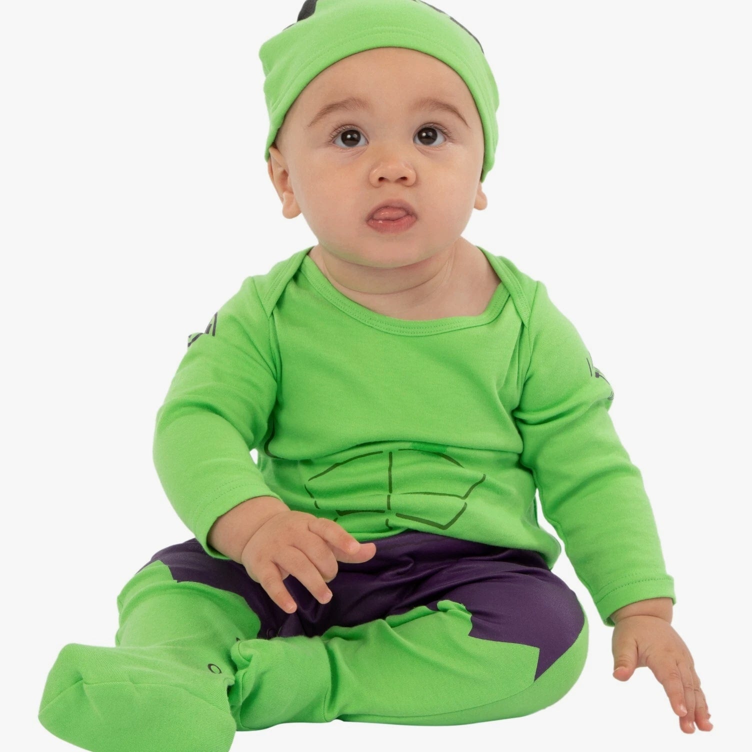 Marvel Baby Sleepsuit And Hat | The Incredible Hulk Baby Pyjamas | Baby PJs