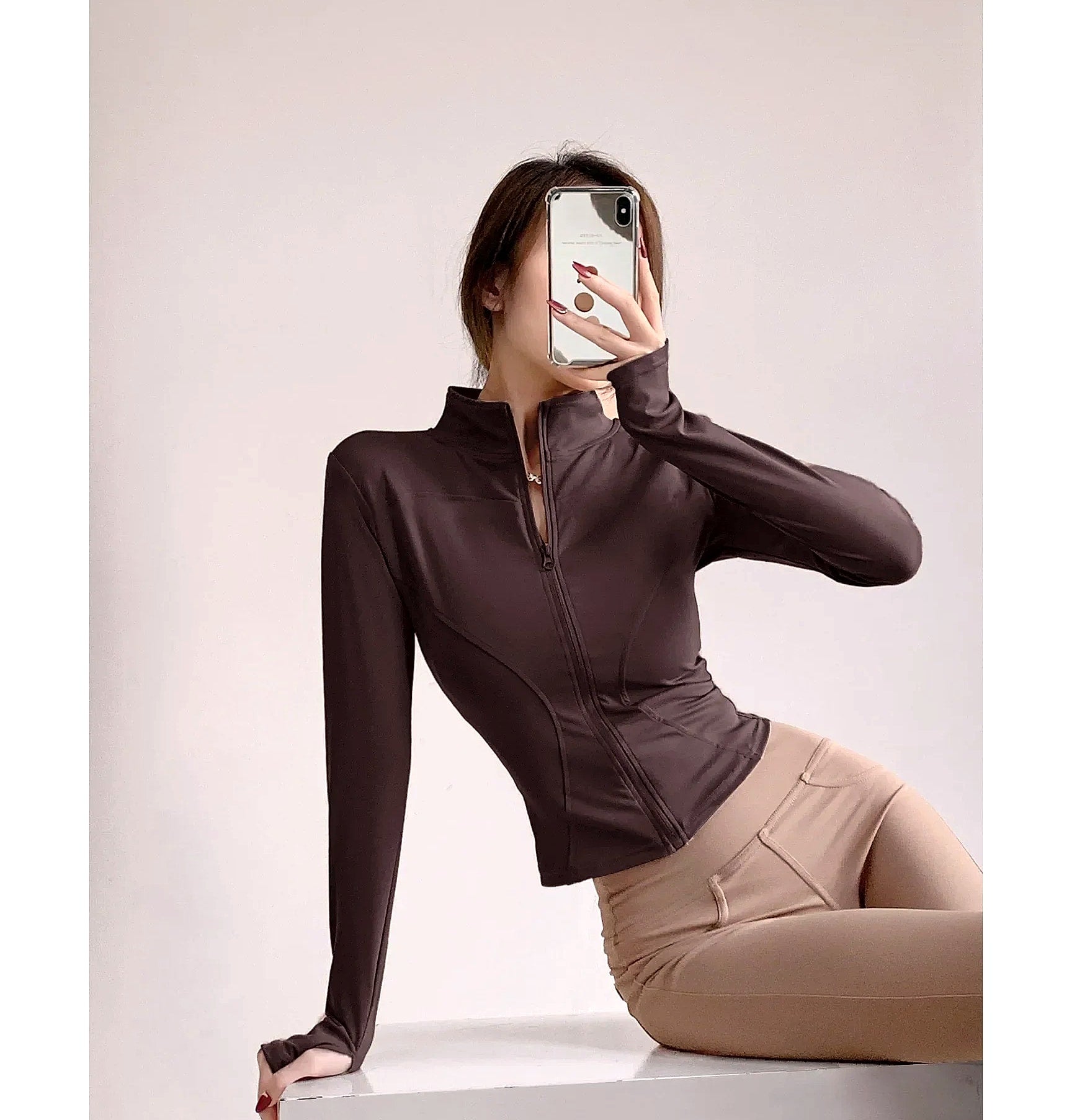 Women's Quick Dry Yoga Jacket Long Sleeve Zip Running Top