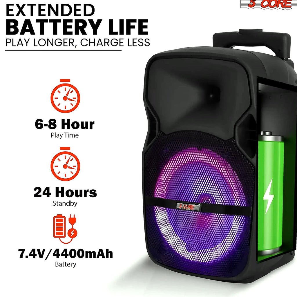 5 Core 400W DJ PA Speaker System with 2 Wireless Mics