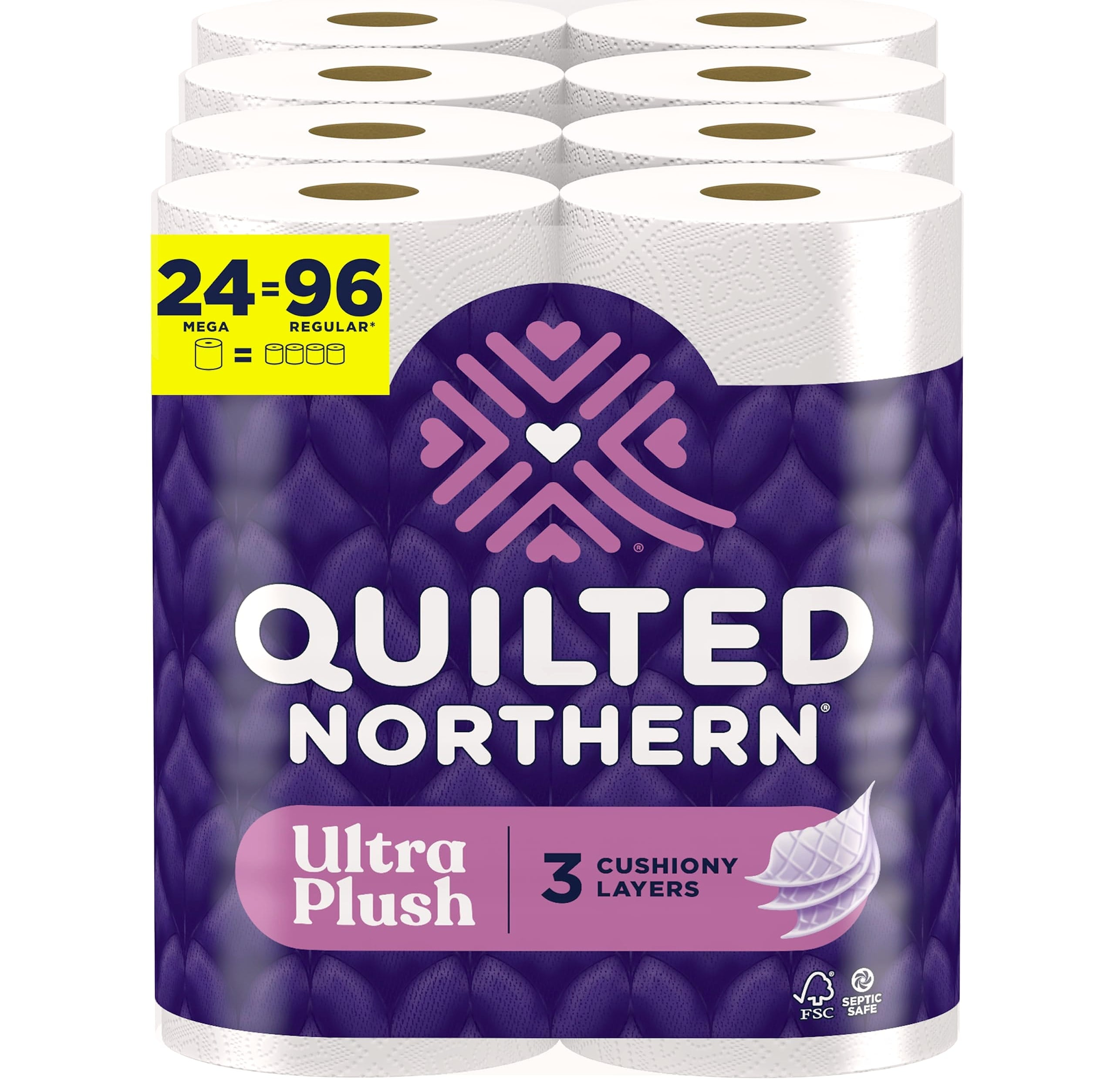 Quilted Northern Ultra Plush Toilet Paper, 6 Mega Rolls, 3-Ply Soft