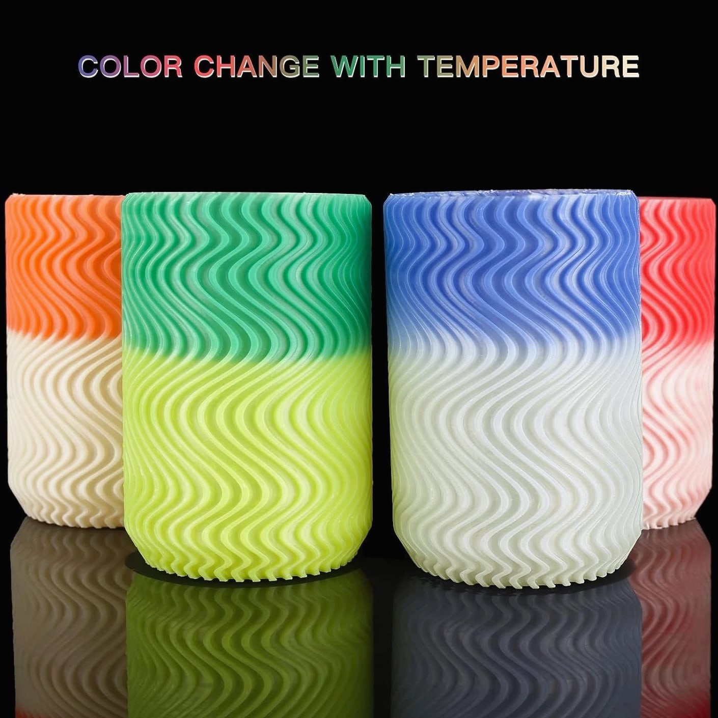 Vibrant Temperature Change PLA Filament for 3D Printers - 4 Colors, 200g Spools