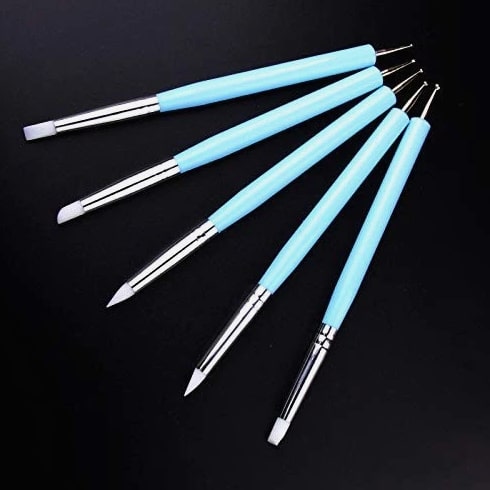 5 Pcs/set Soft Pottery Clay Tool Silicone & Stainless Steel Two Head Sculpting P
