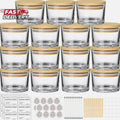 4 Oz Clear Candle Jars (15 Pack) - Small Wide Mouth Glass Jars with Bamboo Lids