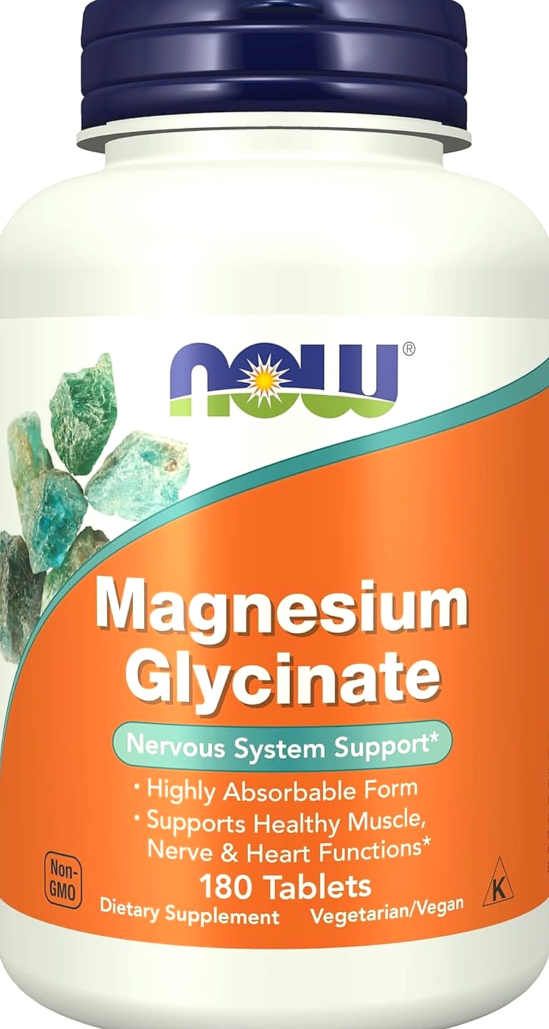 NOW Foods Magnesium Glycinate 100 mg, 180 Tablets