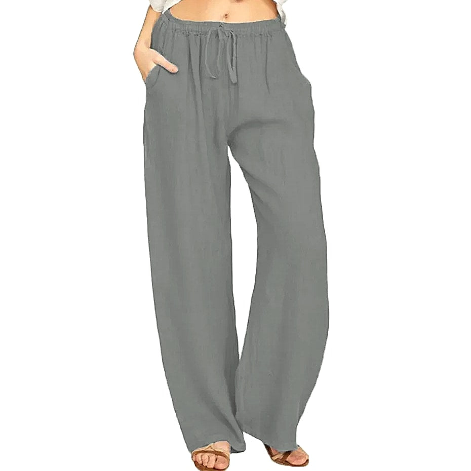 Women's Cotton Linen Elastic Waist Casual Pants