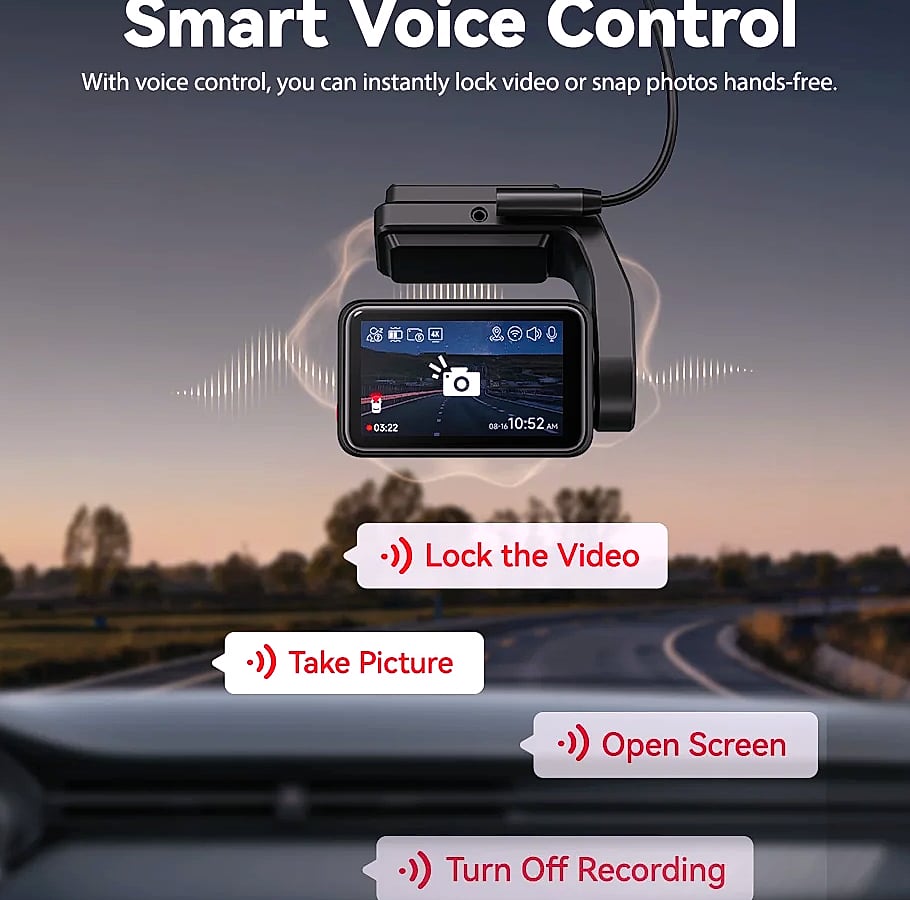 Redtiger A4 4K Dash Cam with GPS, WiFi, and Rear Camera