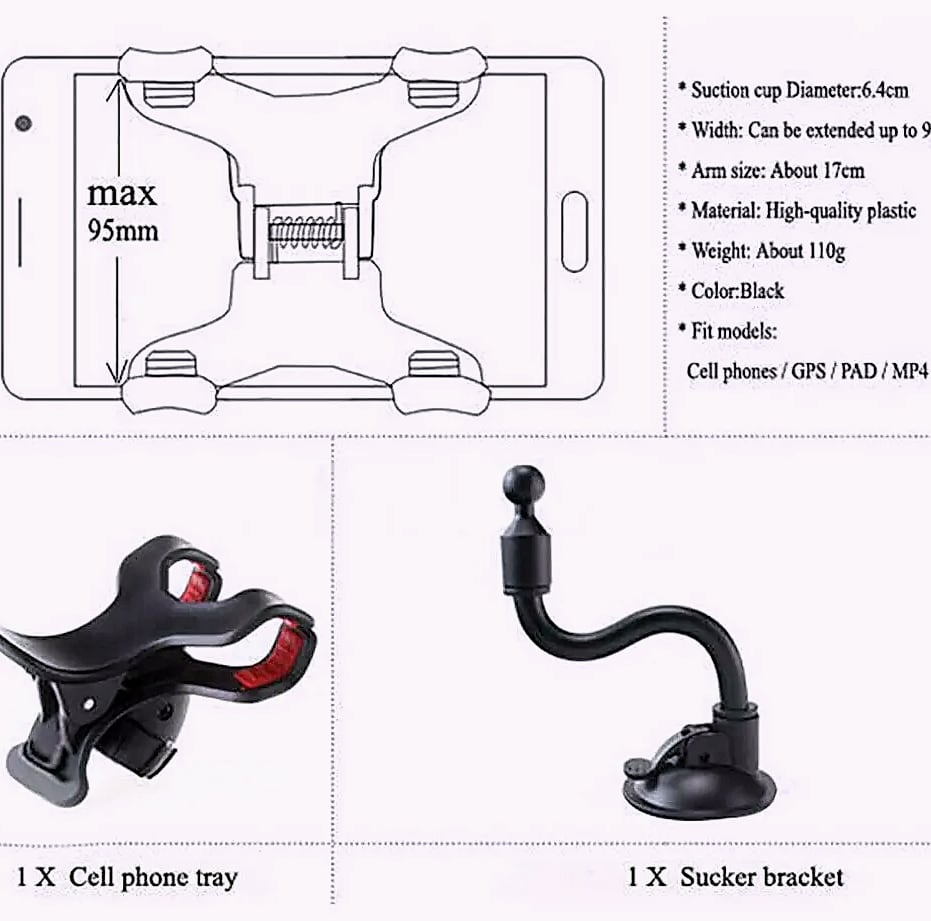 360 Degree Car Windshield Mount Phone Holder Suction Cup