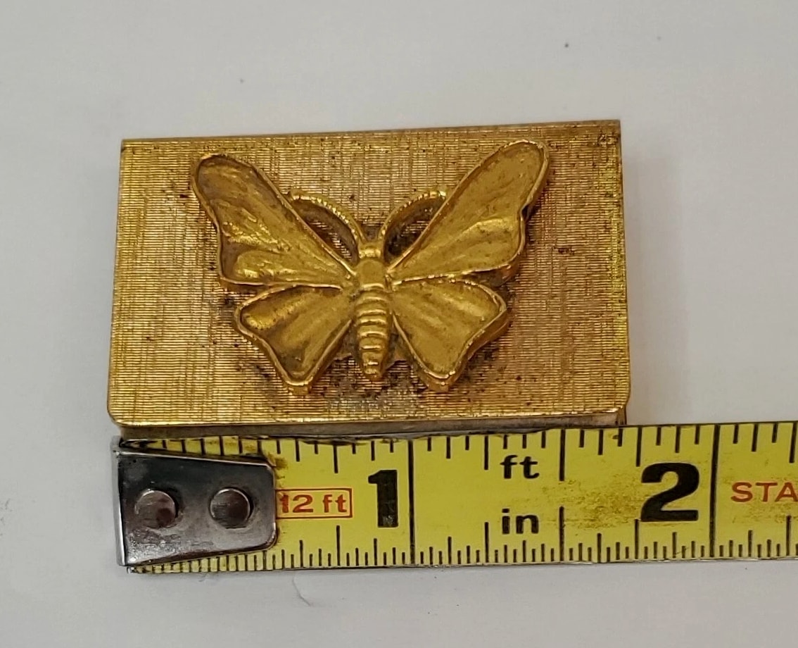 Vintage Butterfly Match Stick Holder Gold 1.75 X 1 inch 1950s