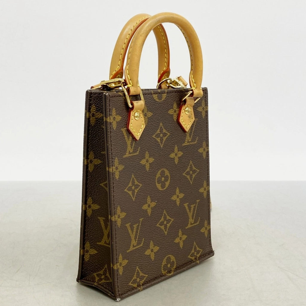 Louis Vuitton Monogram Petite Sac Plat Handbag M81295 Brown 2-way ... GZl1h9rf