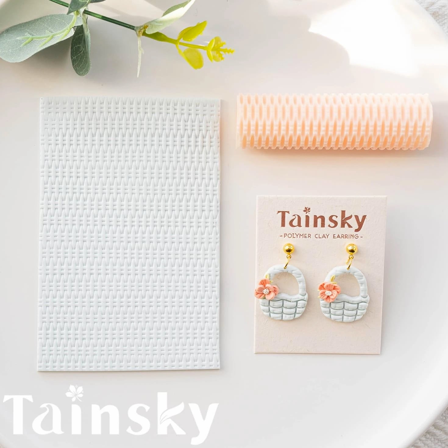 TAINSKY 5 Pcs Polymer Clay Texture Roller, Pottery Stamps Style B Set