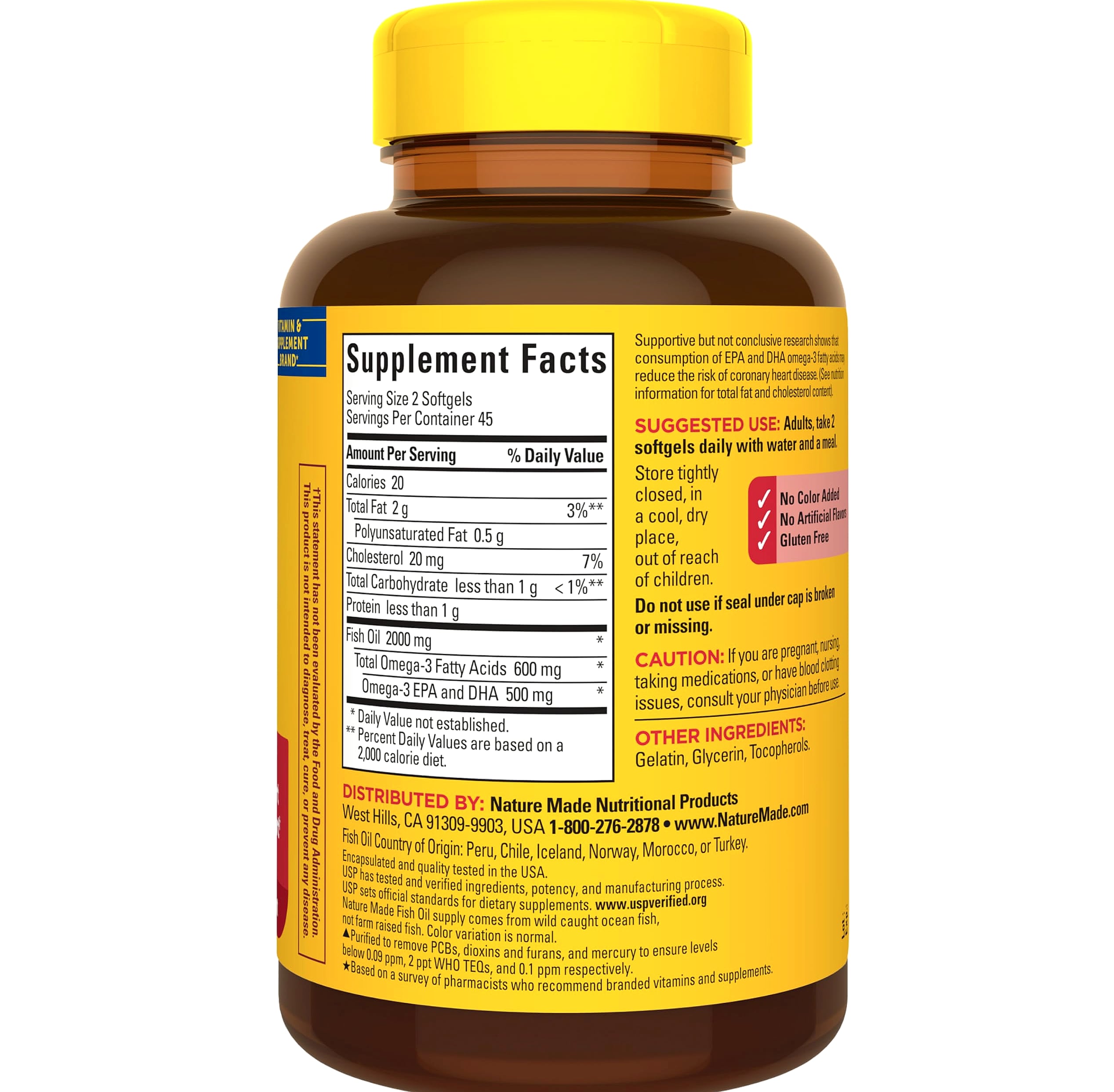 Nature Made Fish Oil 1000 mg Omega 3 Softgels, 90 Count