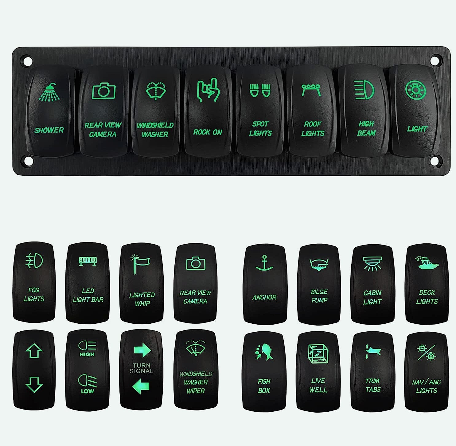 BACAUTOPARTS 8-Way Marine Switch Panel 12V/24V Rocker
