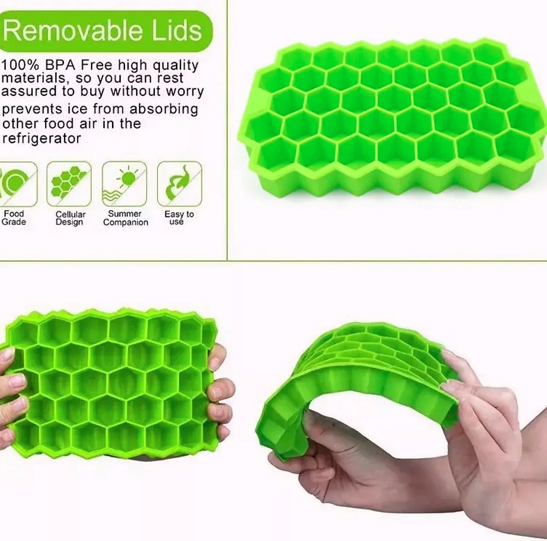 AHTOSKA Honeycomb 37-Grid Silicone Ice Cube Tray