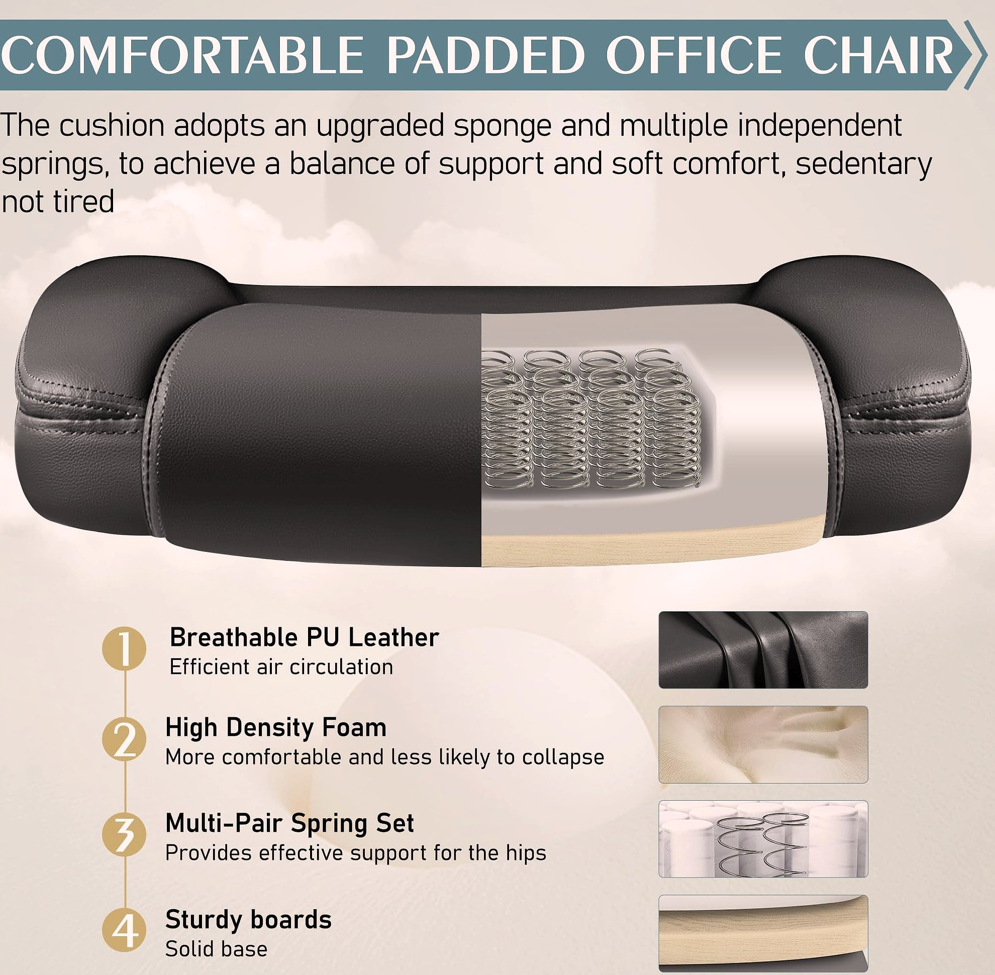 Brick Attic PU Leather Office Chair Ergonomic Desk Seat