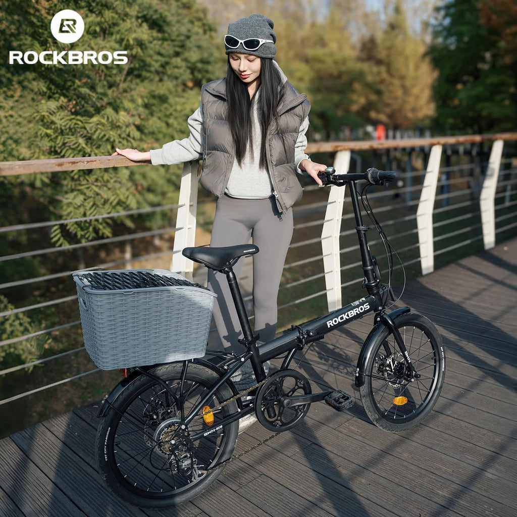 ROCKBROS SKN 20"Folding City Bike Steel Frame Shimano 7-Speed Disc Brakes Black