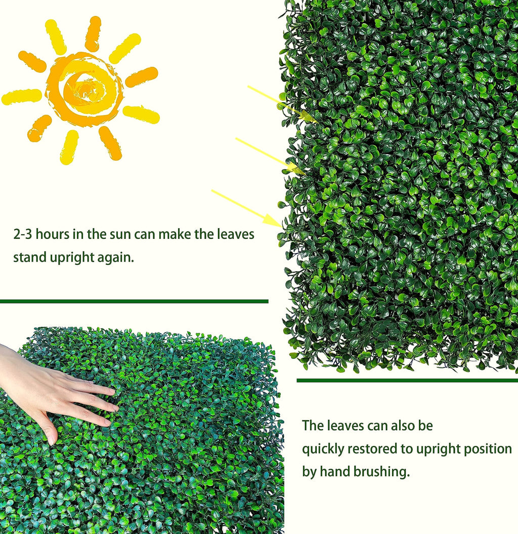 ODTORY Artificial Boxwood Panels 20x20 in, 12 Pack Green Wall