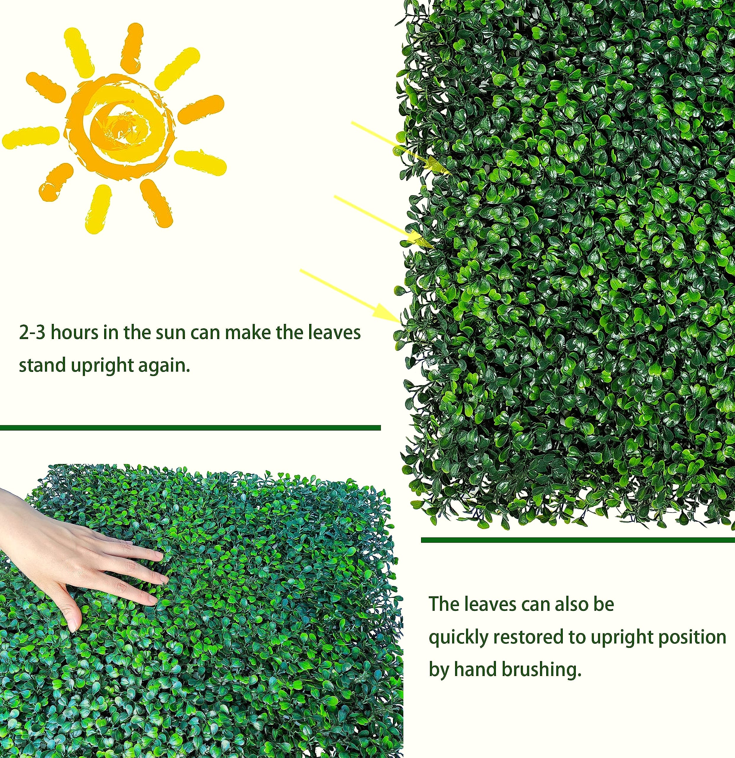 ODTORY Artificial Boxwood Panels 20x20 in, 12 Pack Green Wall