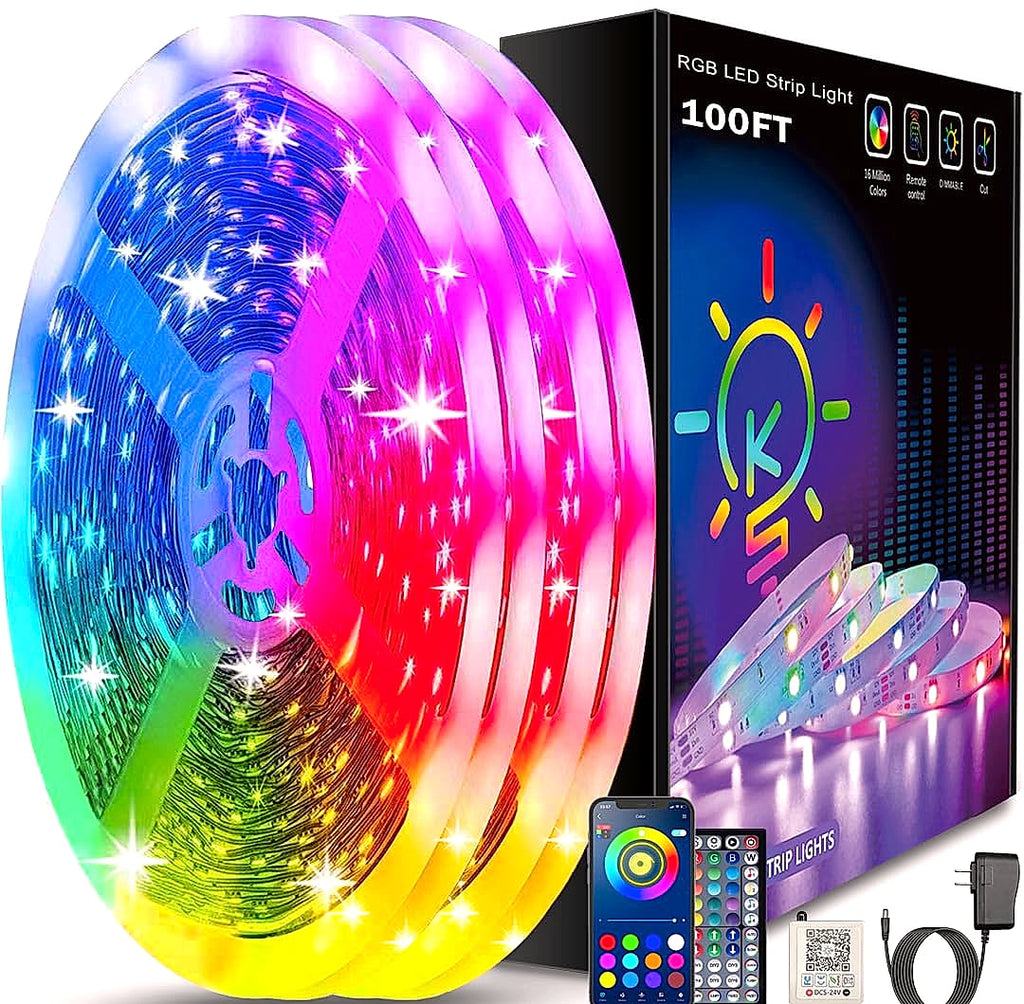 Keepsmile 100ft RGB LED Strip Lights with App and Remote Control
