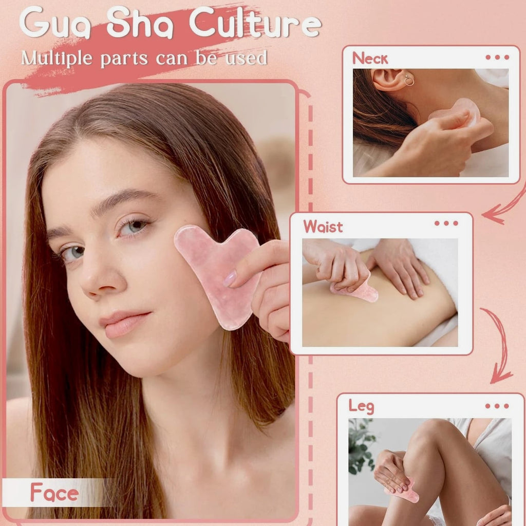 Genuine Rose Quartz Gua Sha Tool - Enhance Your Beauty Ritual With Ease