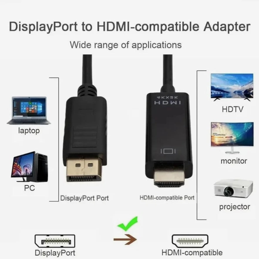 LOT Display Port to HDMI Cable DP Adapter Converter Audio Video PC HDTV 1080P
