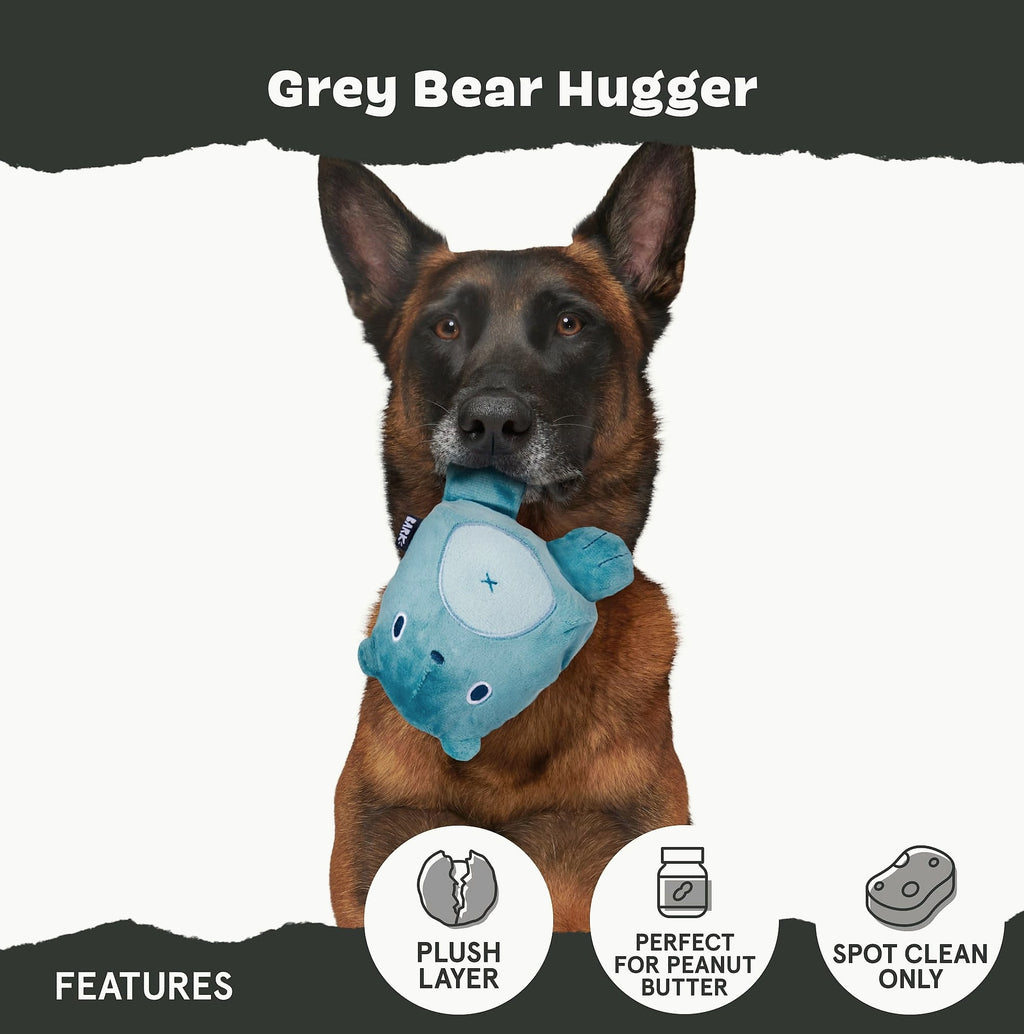 Barkbox Grey Bear Hugger Super Chewer Plush Dog Toy