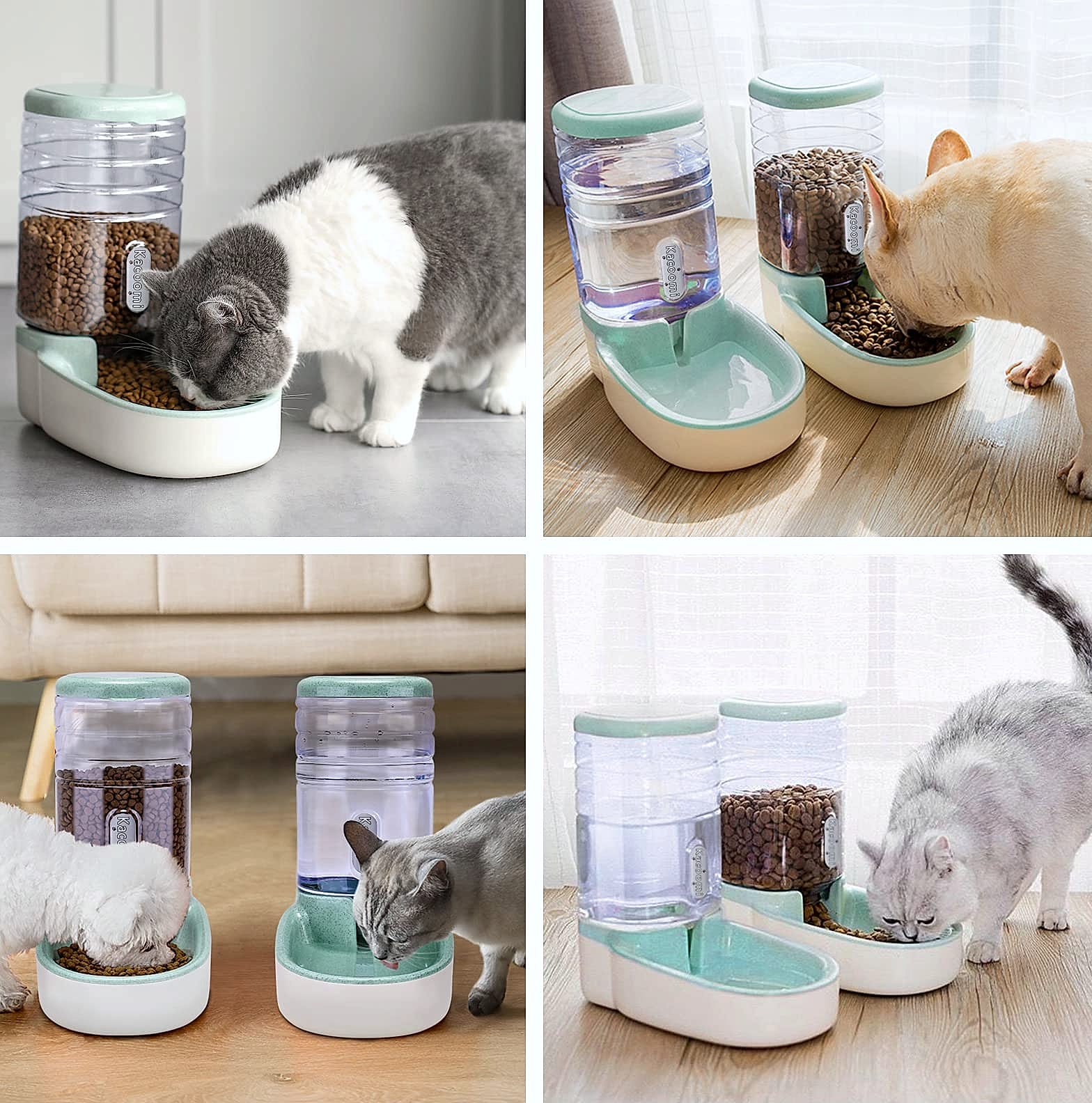 Kacoomi Automatic Pet Feeder and Water Dispenser Set, 1 Gallon