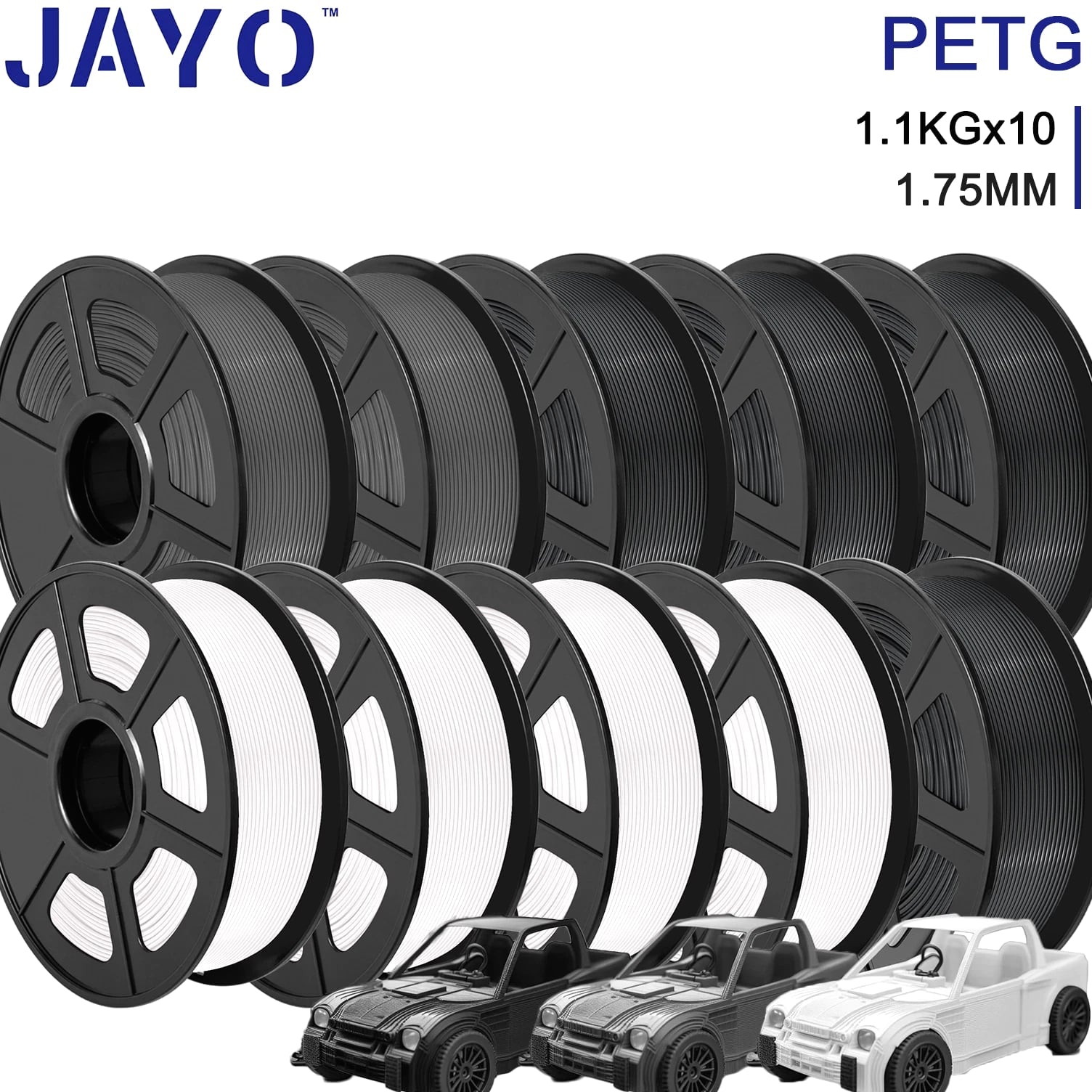 JAYO PETG Black White Gray 3D Printer Filament 1.75mm 1.1KG/Set