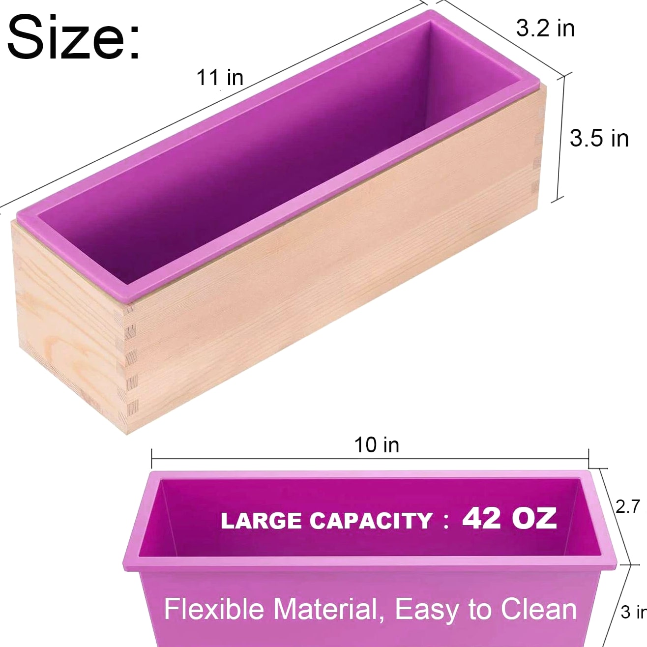 11" 42oz Silicone Soap Mold - Rectangle Soap, Baking, Cake Mould DIY Handmade Tool
